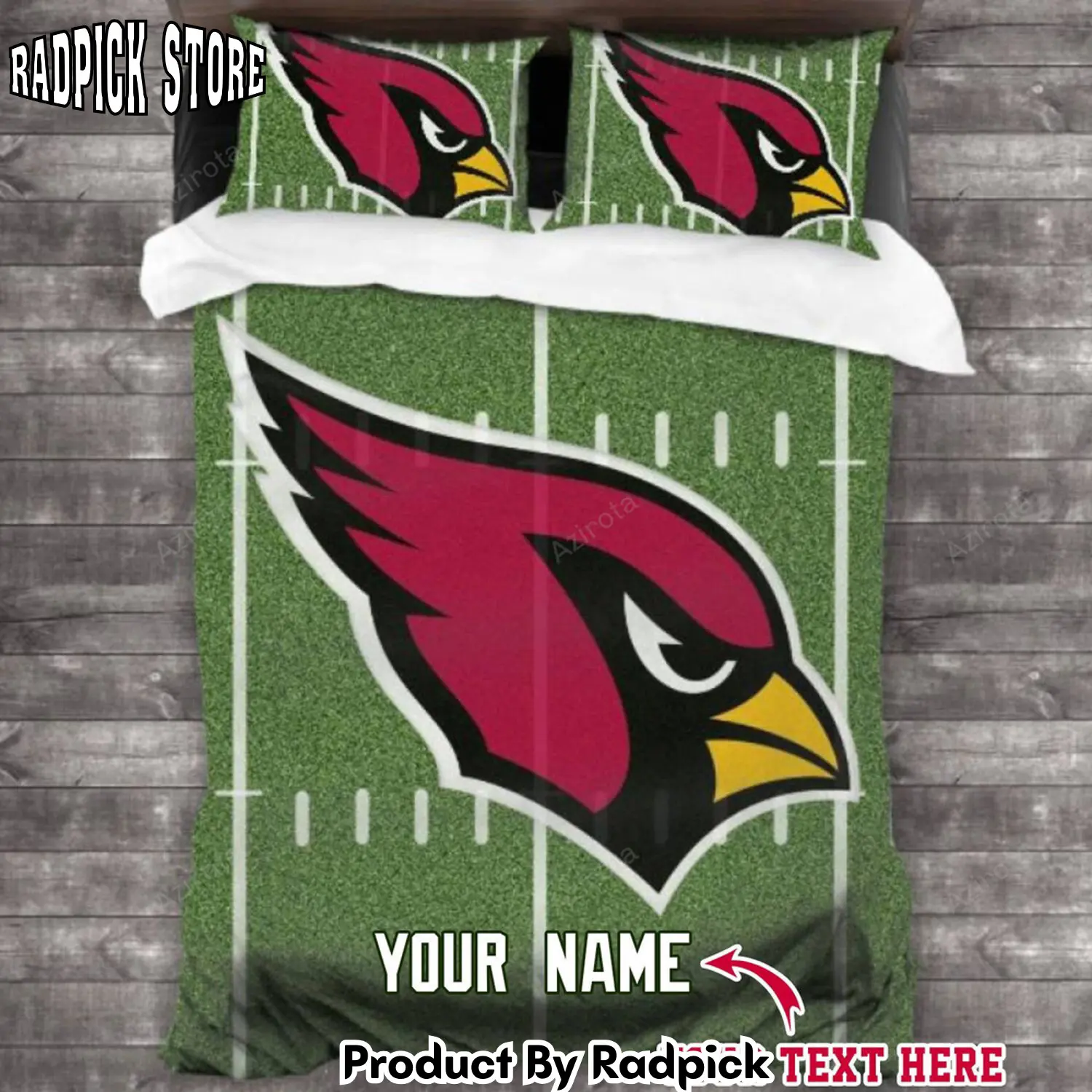 Radpick arizona cardinals 3 football personalized custom bedding sets king queen twin bedding set rp3278719